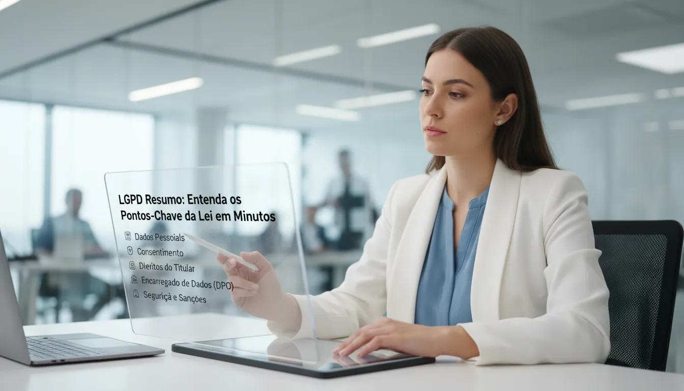 Sala de servidores iluminada com símbolo de cadeado representando segurança dos dados empresariais.