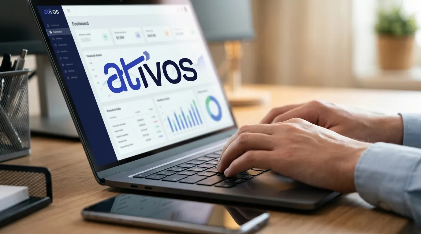 Pessoa acessando sistema para consultar precatório SEDUC estadual através de um notebook em escritório.