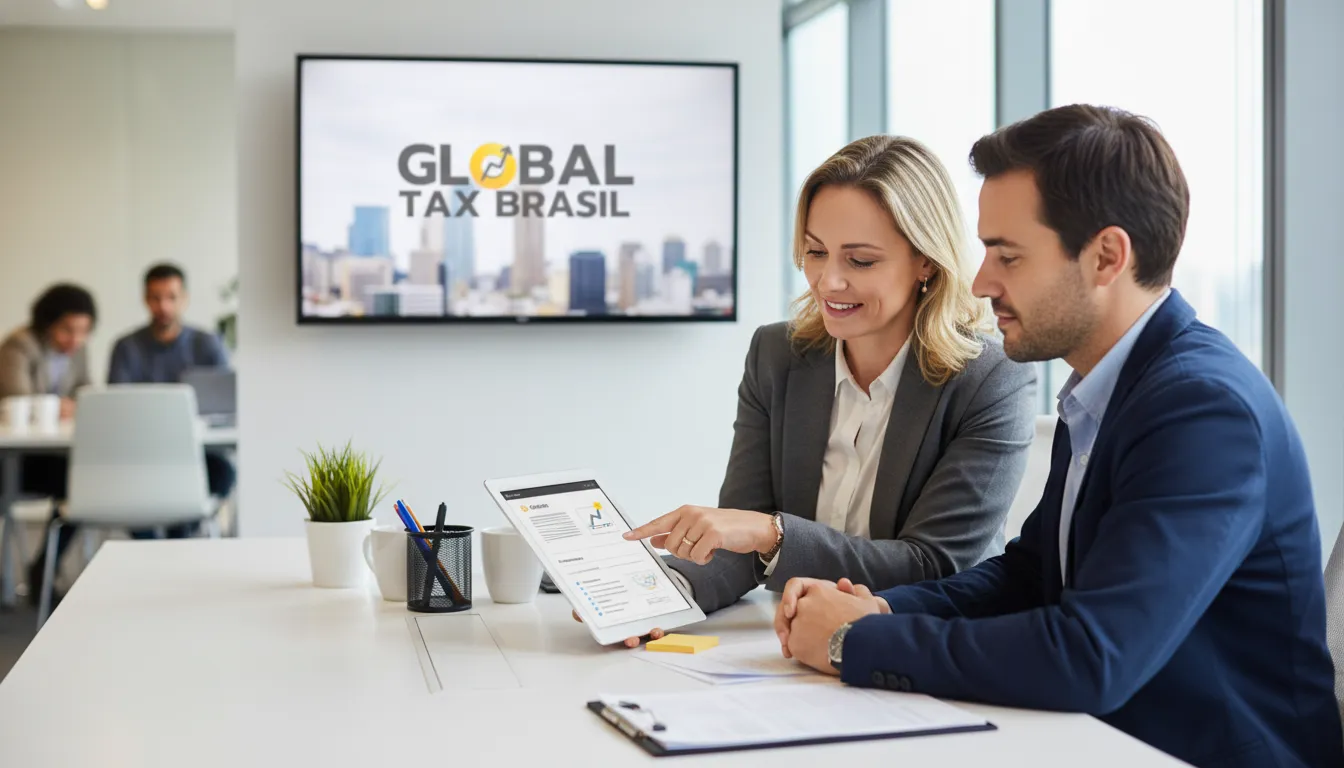 Consultor da Global Tax Brasil orientando cliente na declaração de saída definitiva com clareza.
