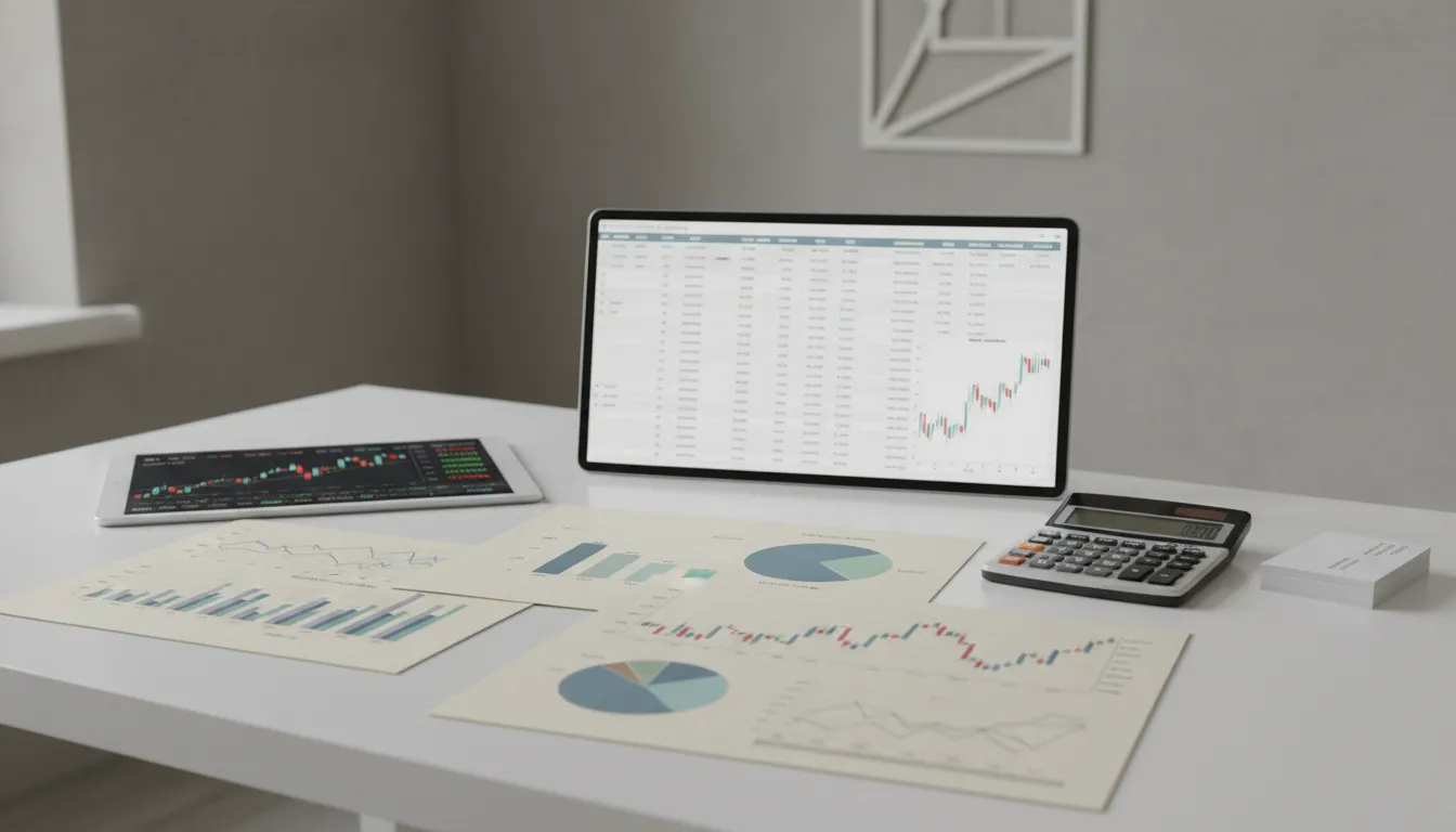 Gráficos e papéis financeiros sobre a mesa mostrando organização e planejamento das dívidas