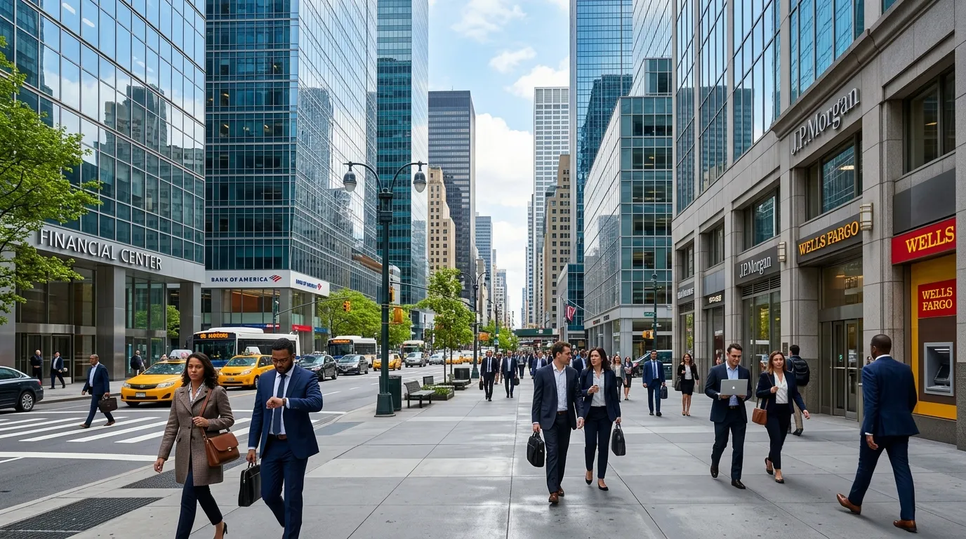 Centro financeiro corporativo representando expansão do credito nos estados unidos.