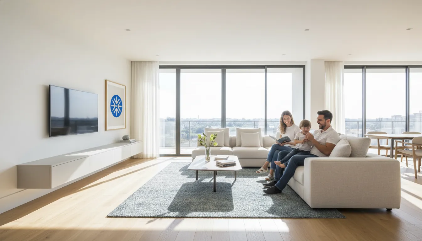 Família feliz desfruta de casa reformada com empréstimo para término de obra imóvel em construção. Financia Tudo.