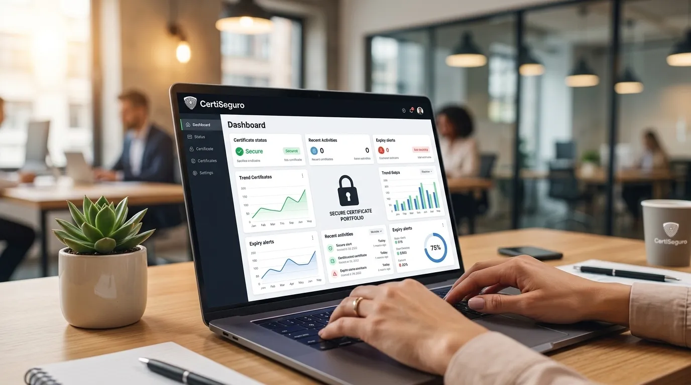 Painel de controle para gerenciar certificado digital empresa com total seguranca e monitoramento.