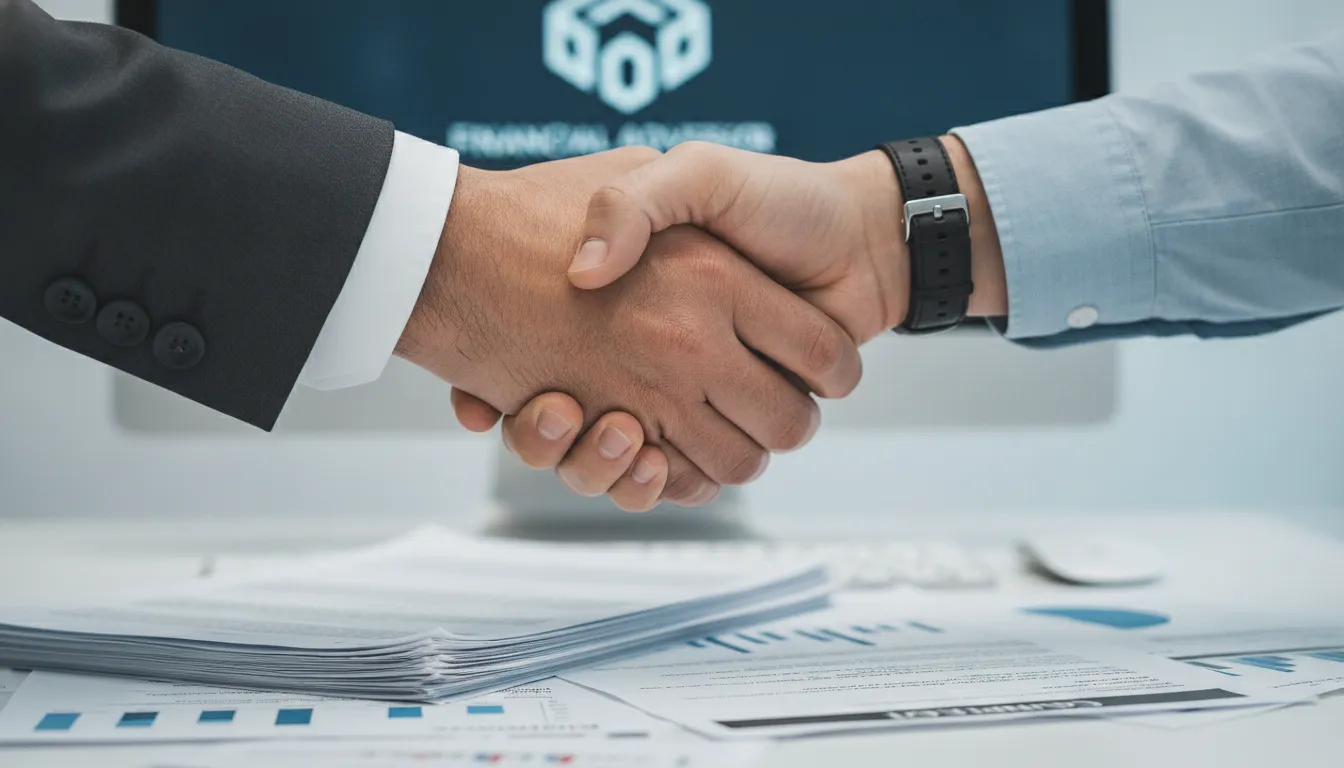 Mãos apertando em acordo de home equity para investir, simbolizando parceria e confiança em soluções.