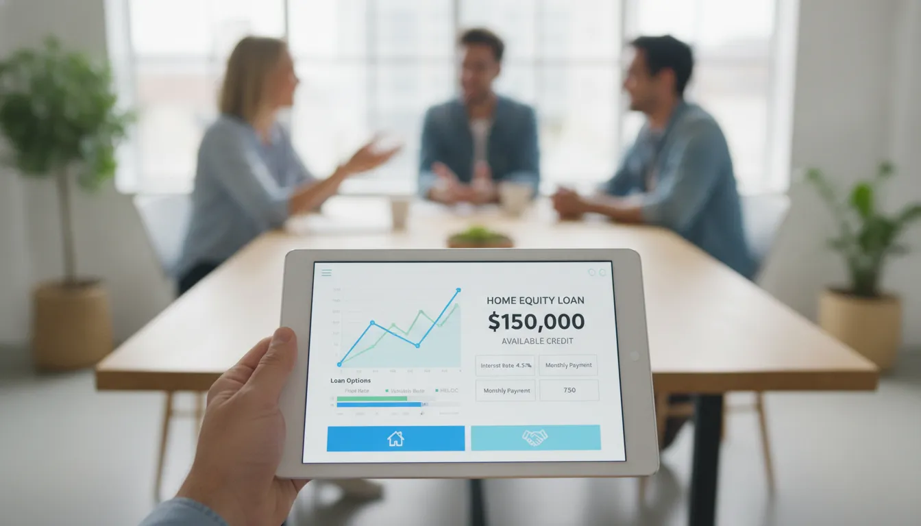 Plataforma Financia Tudo no celular, simplificando acesso ao home equity para comprar imóvel com agilidade.