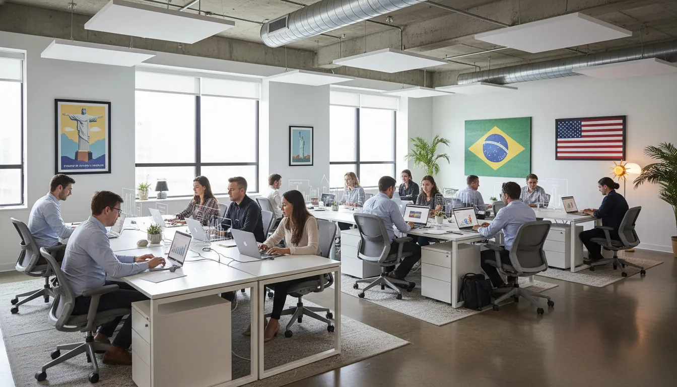 Equipe da Prezzo Consulting, Escritório de Contabilidade para Brasileiros na Flórida, trabalhando em soluções financeiras com expertise e colaboração.