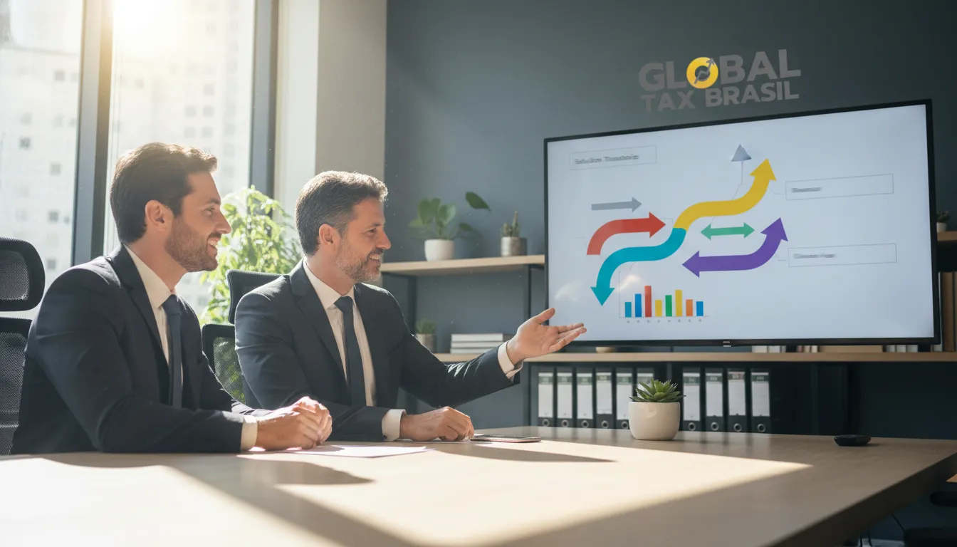 Consultor especializado simplificando a complexidade tributária da Receita Federal para brasileiros no exterior, otimizando seus impostos.