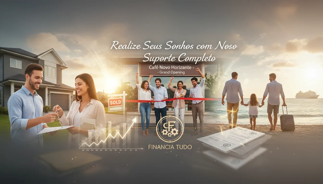 Pessoas celebram objetivos de vida, evidenciando o suporte completo da parceria indicação Financia Tudo para realizar sonhos.
