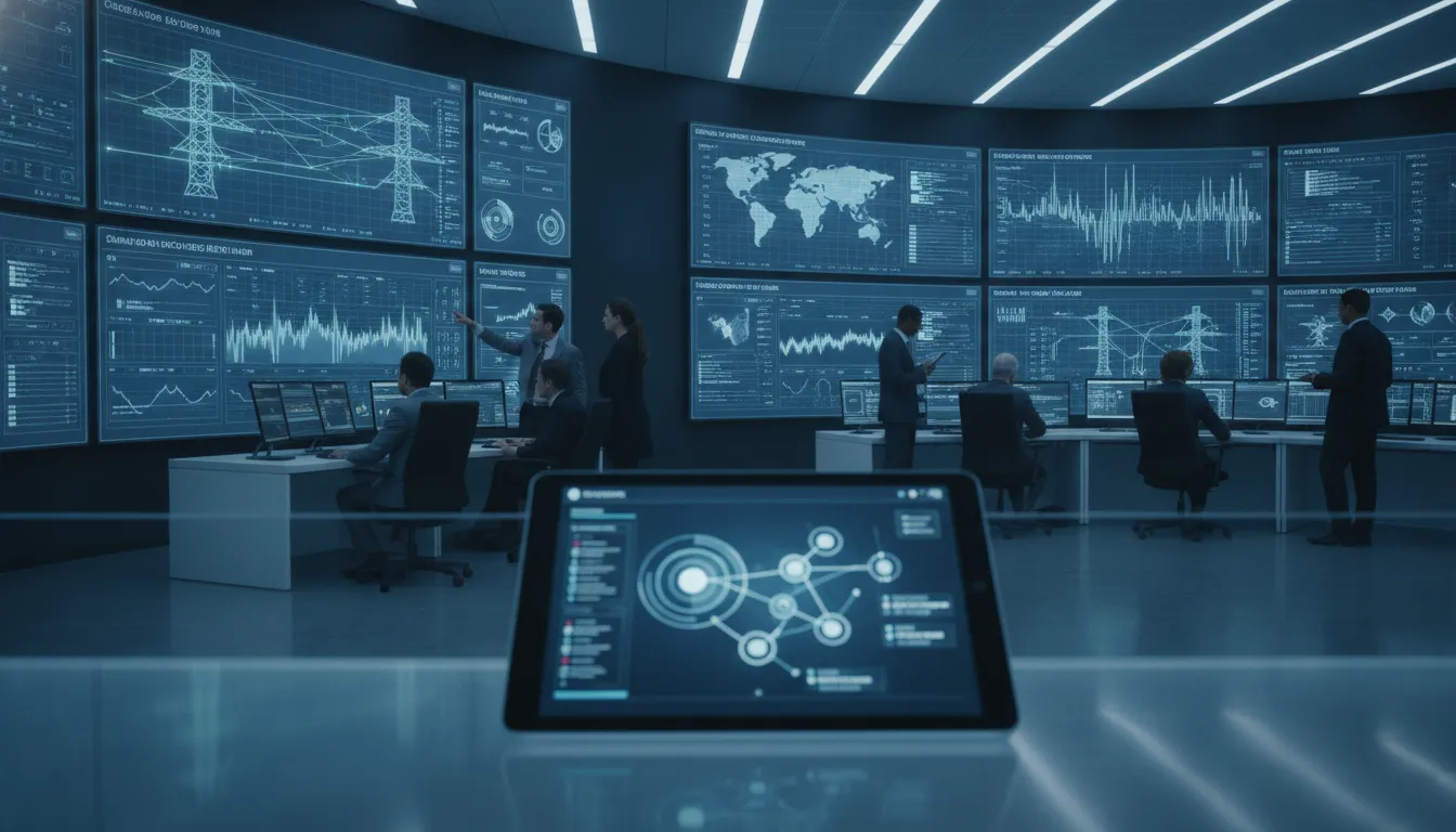 eSIM IoT utilities: Engenheiros monitoram telemetria de rede em sala de controle com plataforma Datatem.