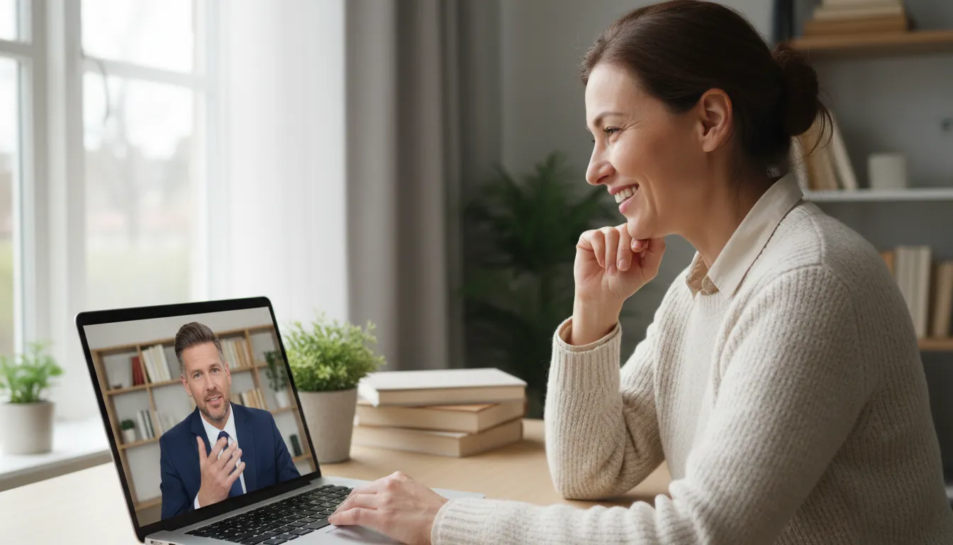 Mulher em consulta com advogado online pela Unolife, recebendo orientação jurídica sobre nome negativado.