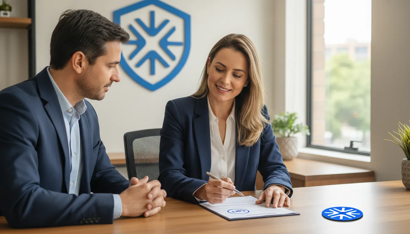 Consultor da Financia Tudo explicando o custo real de financiamento com CET de forma clara para o cliente.