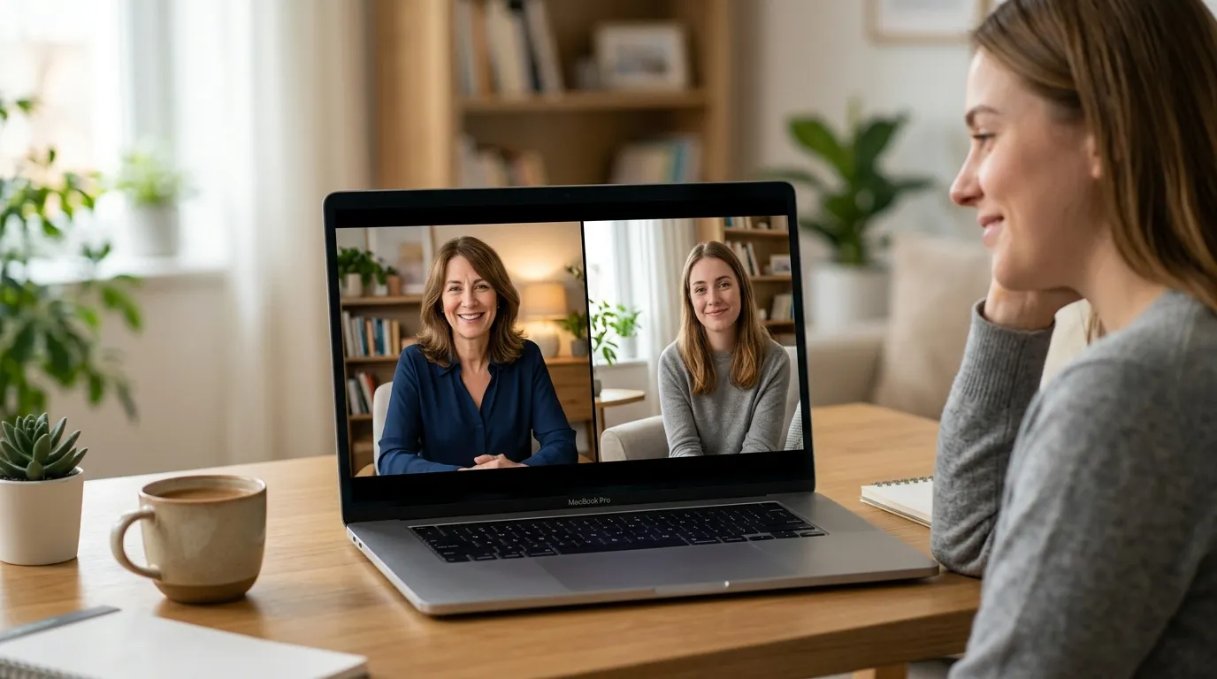 Sessao de terapia online para tratar ansiedade nas redes sociais com psicologo acolhedor.