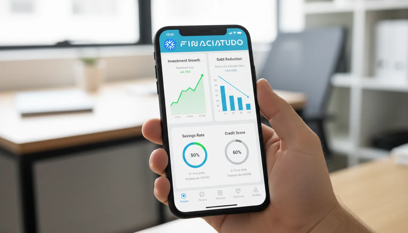App Financia Tudo: visualize seu progresso ao investir ou pagar dívidas primeiro de forma fácil.