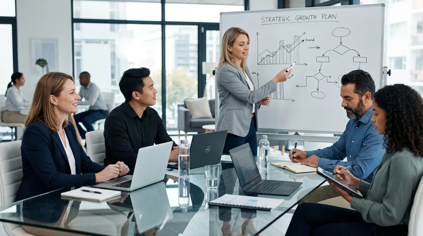 Reunião de consultoria estratégica definindo se o Lucro Real vale a pena para a empresa.