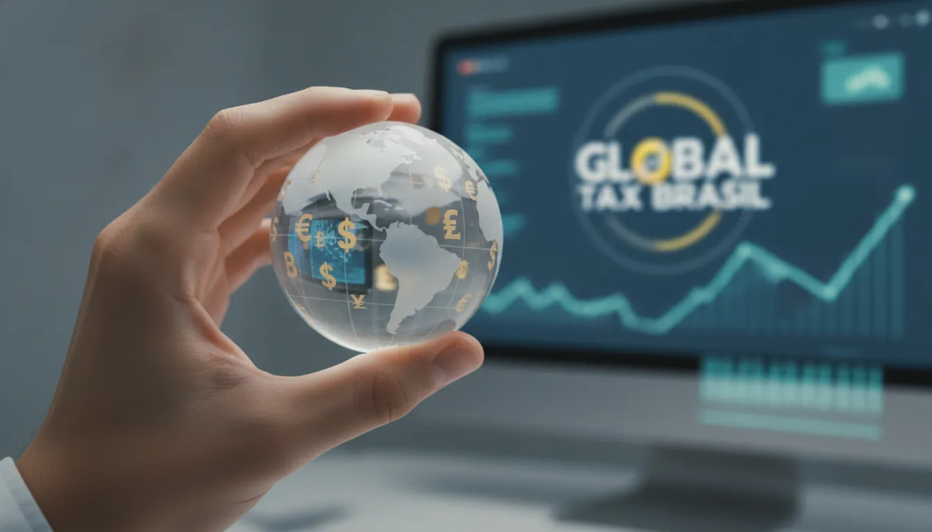 Mão segura globo simbolizando ativos internacionais e trust offshore para brasileiros, planejamento sucessório global.