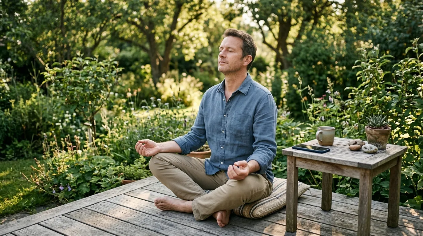 Homem meditando ao ar livre para proteger sua saúde mental