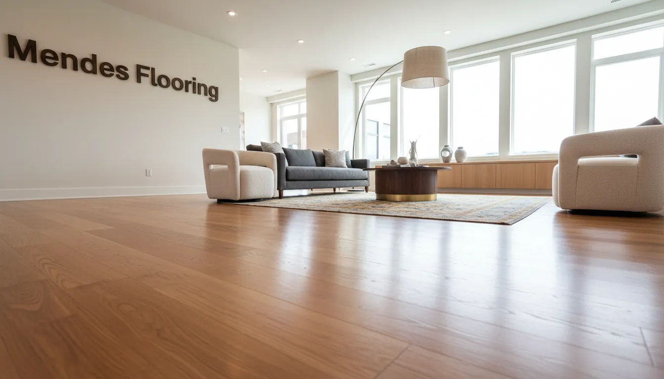 A beautifully installed hardwood floor enhances a modern living room, highlighting the quality of Hardwood Flooring Instalation Near Me.
