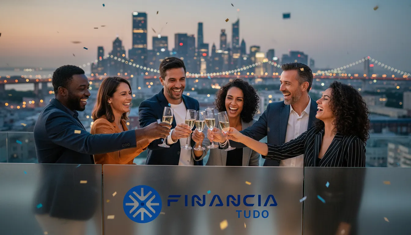 Grupo diverso celebra a liberdade financeira após renegociar dívidas bancárias e atingir objetivos.
