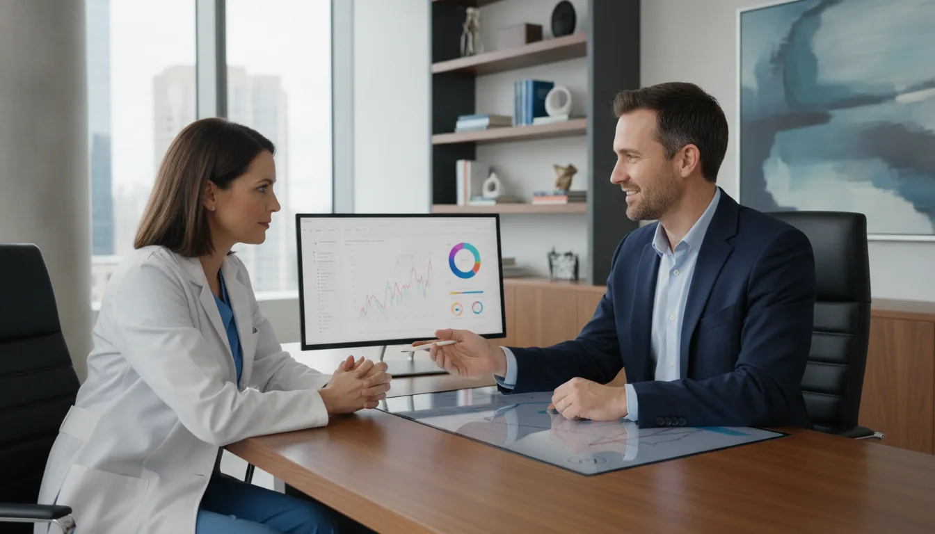 Especialista Financia Tudo orienta médico sobre financiamento para consultório médico, com confiança.