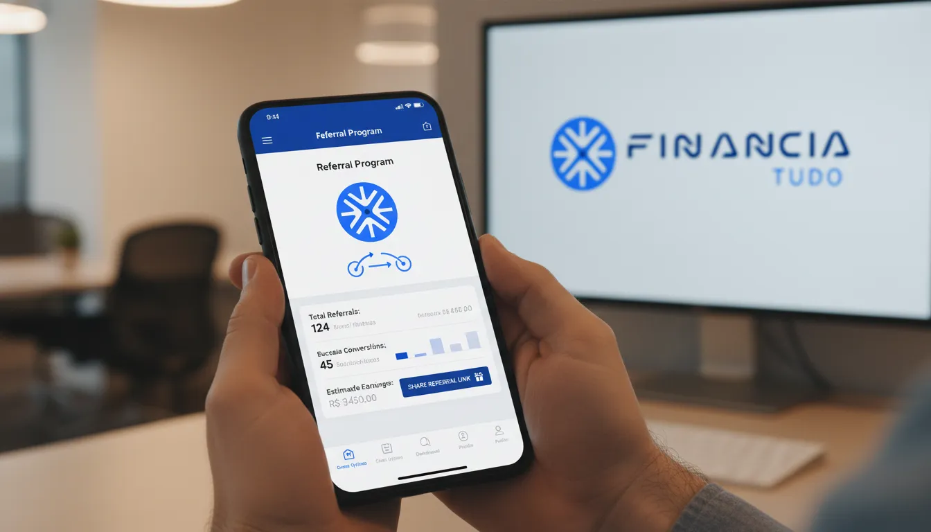 Equipe diversificada aprendendo como ganhar dinheiro com indicação de crédito. Treinamento em escritório moderno.