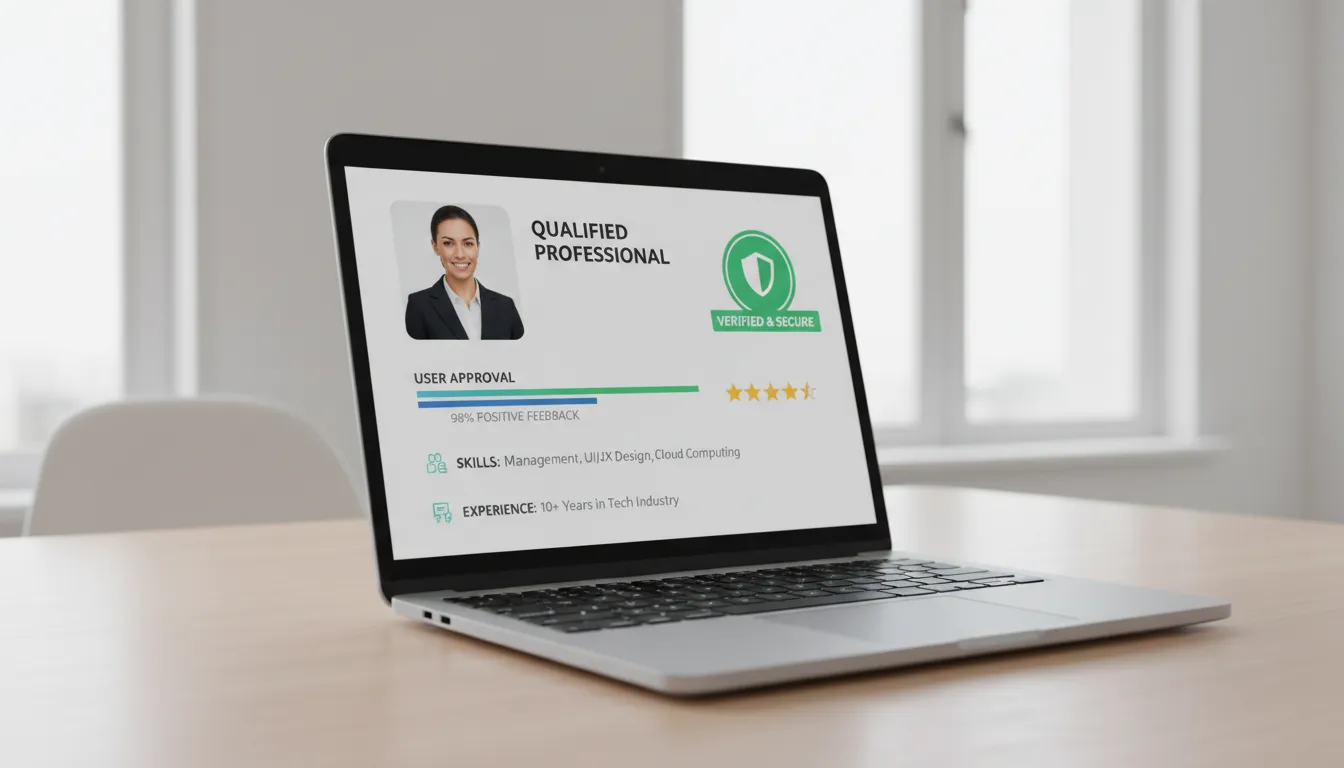 Plataforma digital com terapeuta qualificado e selo de segurança, destacando confiança no atendimento online.