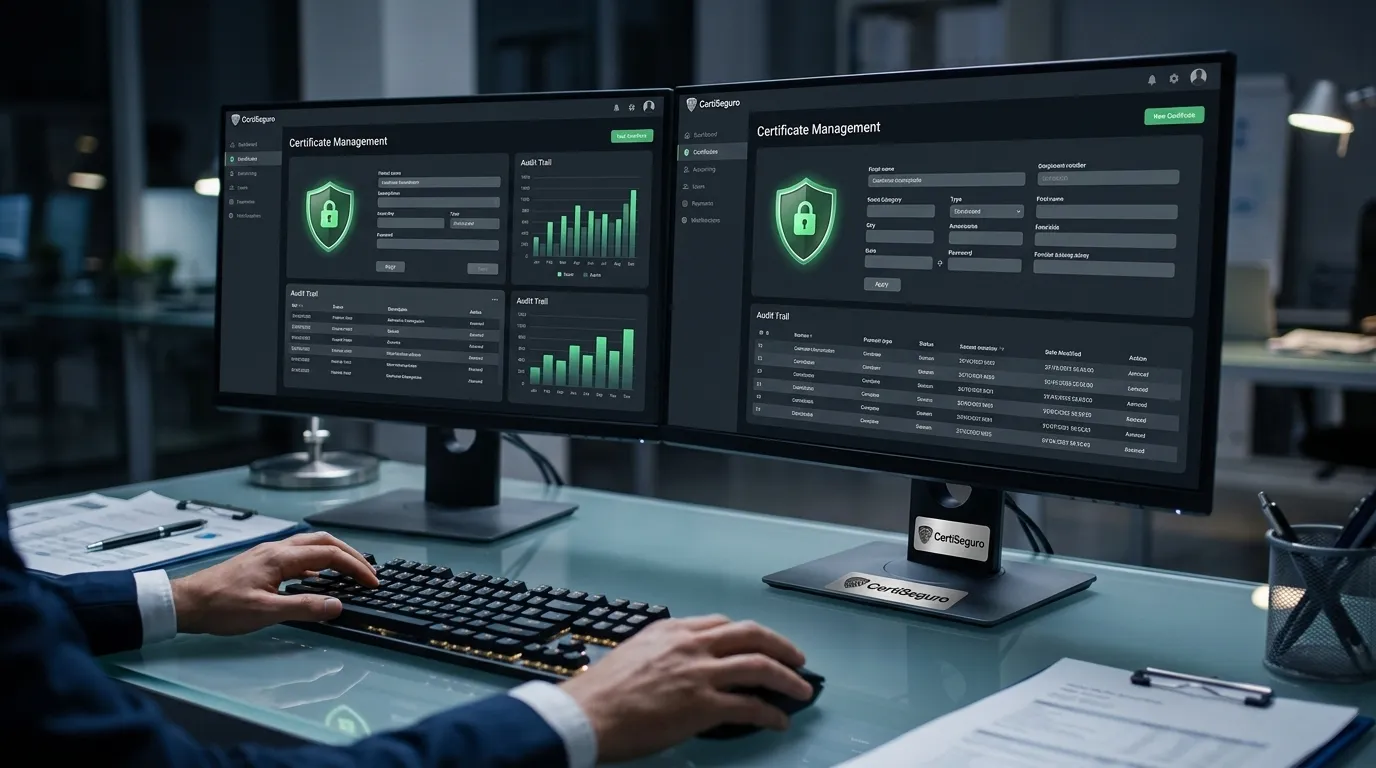 Painel de controle que protege os dados do cliente e monitora os certificados digitais.