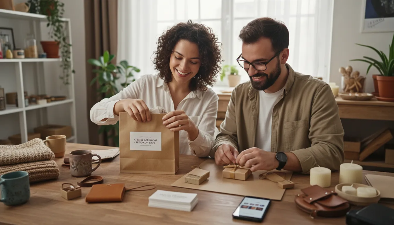 Pessoas preparando itens artesanais para vender e garantir renda extra em casa