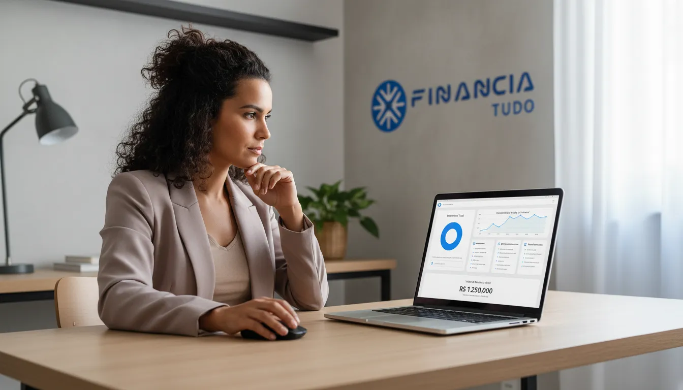 Cliente analisa opções de home equity com simulação clara. Avaliação imóvel segura, suporte Financia Tudo.