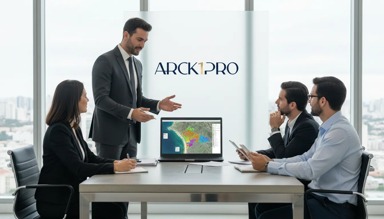 Especialista Arck1Pro explicando análise de terreno para investidores. Como investir em imóveis com tese de terreno.