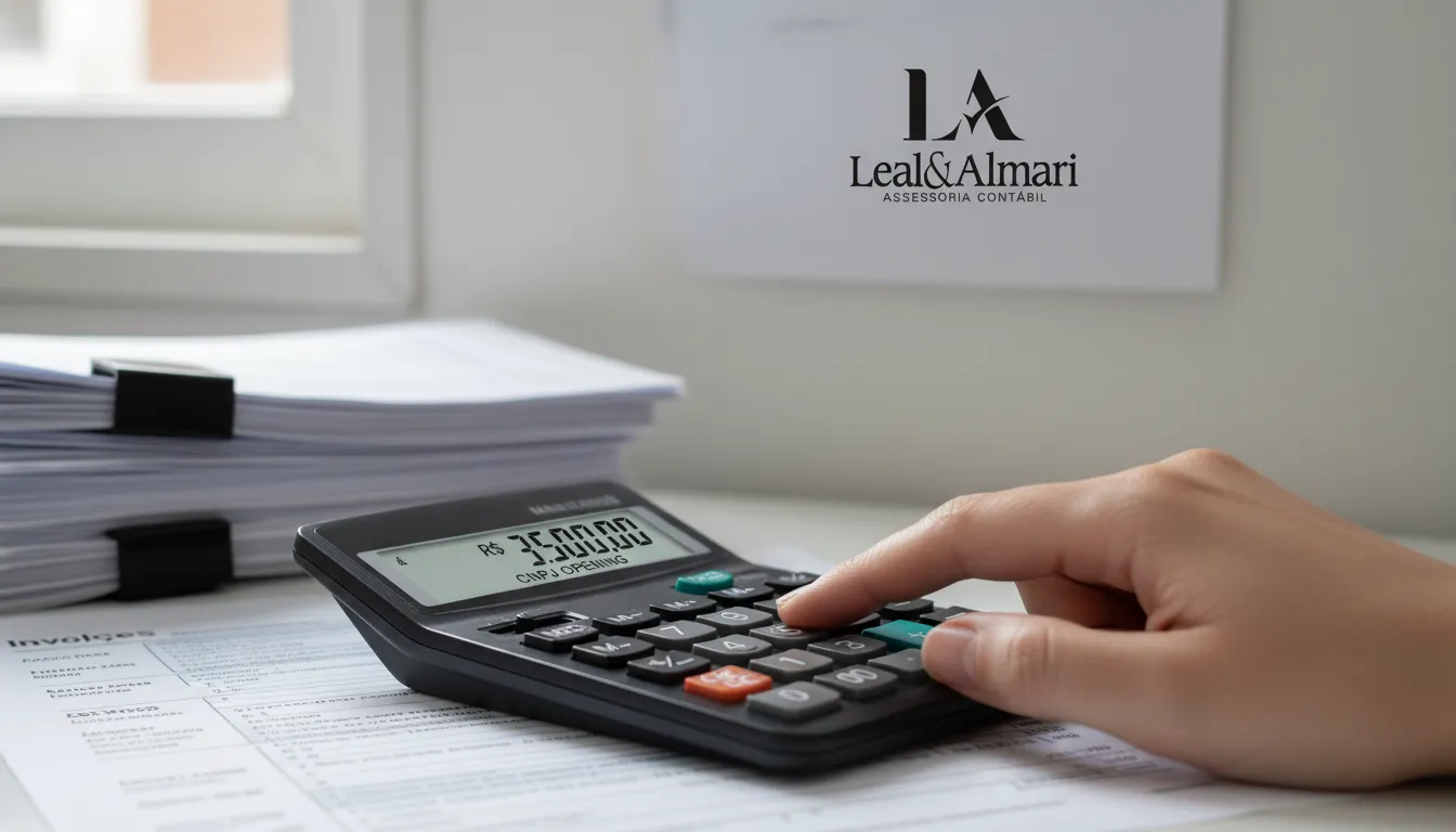 Cálculo detalhado do custo para abrir CNPJ, enfatizando o planejamento financeiro e a precisão dos valores.
