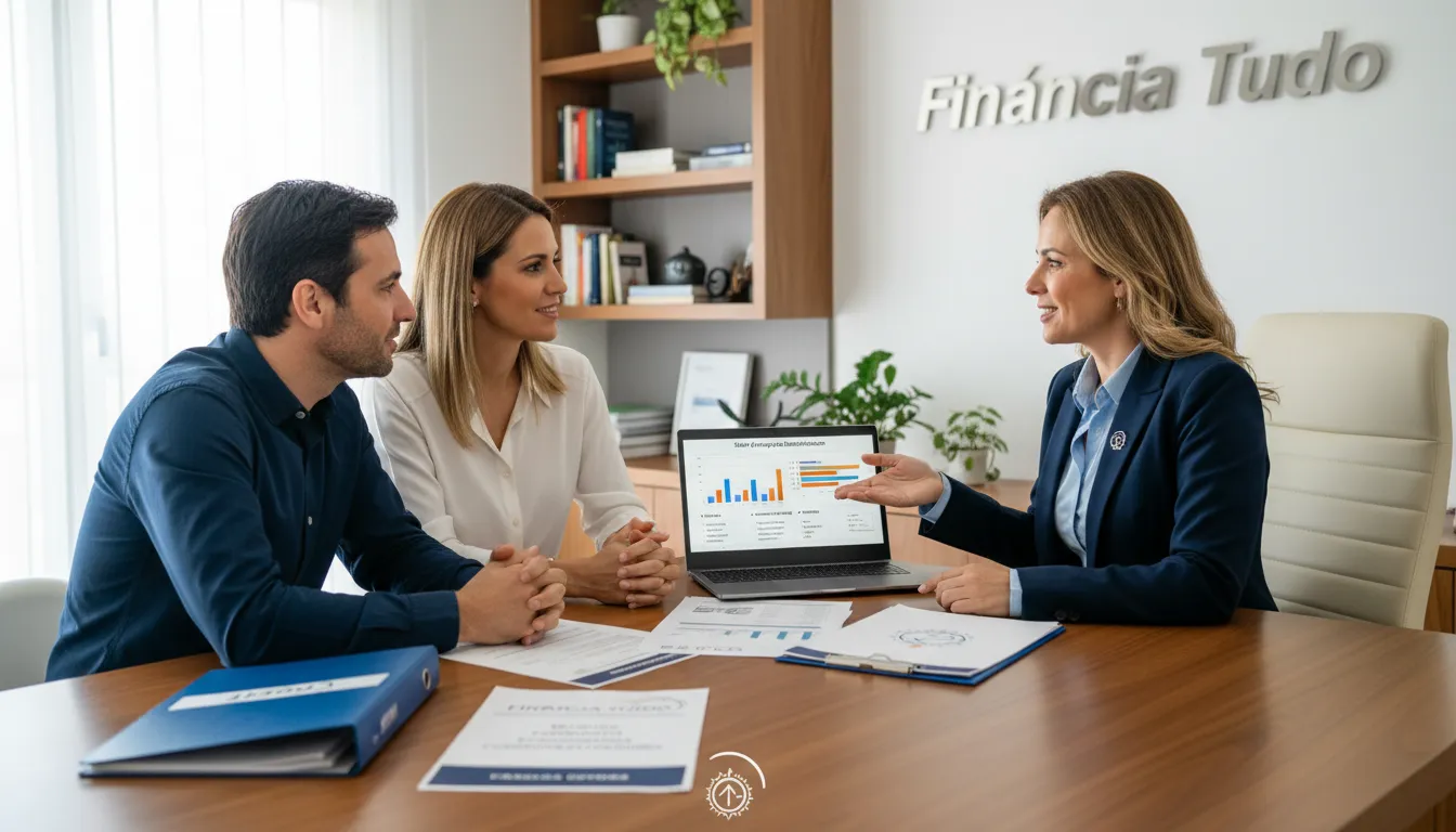 Casal recebe consultoria especializada para financiamento da assinatura energia solar residencial.