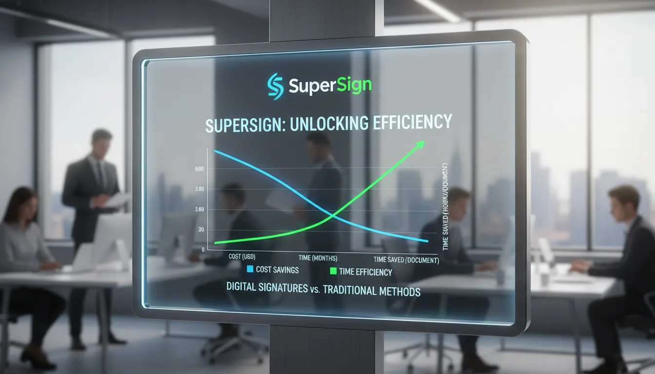 Gráfico comparando custos e tempo da assinatura digital SuperSign. Saiba quanto custa assinatura digital e maximize seus resultados.