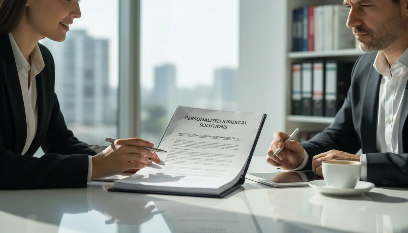 Advogado orientando empresário sobre estratégias jurídicas para renegociação de débitos tributários do Simples Nacional.