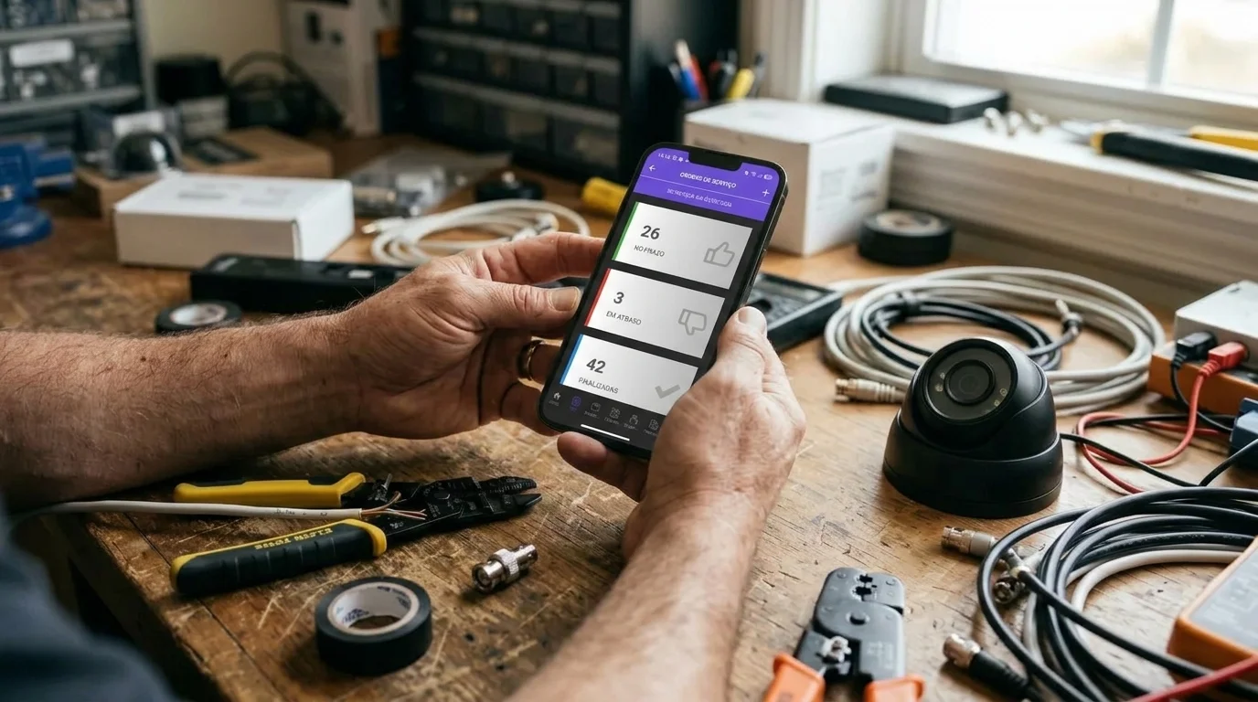 Assinatura digital de contrato de prestação de serviço autônomo via smartphone em bancada técnica