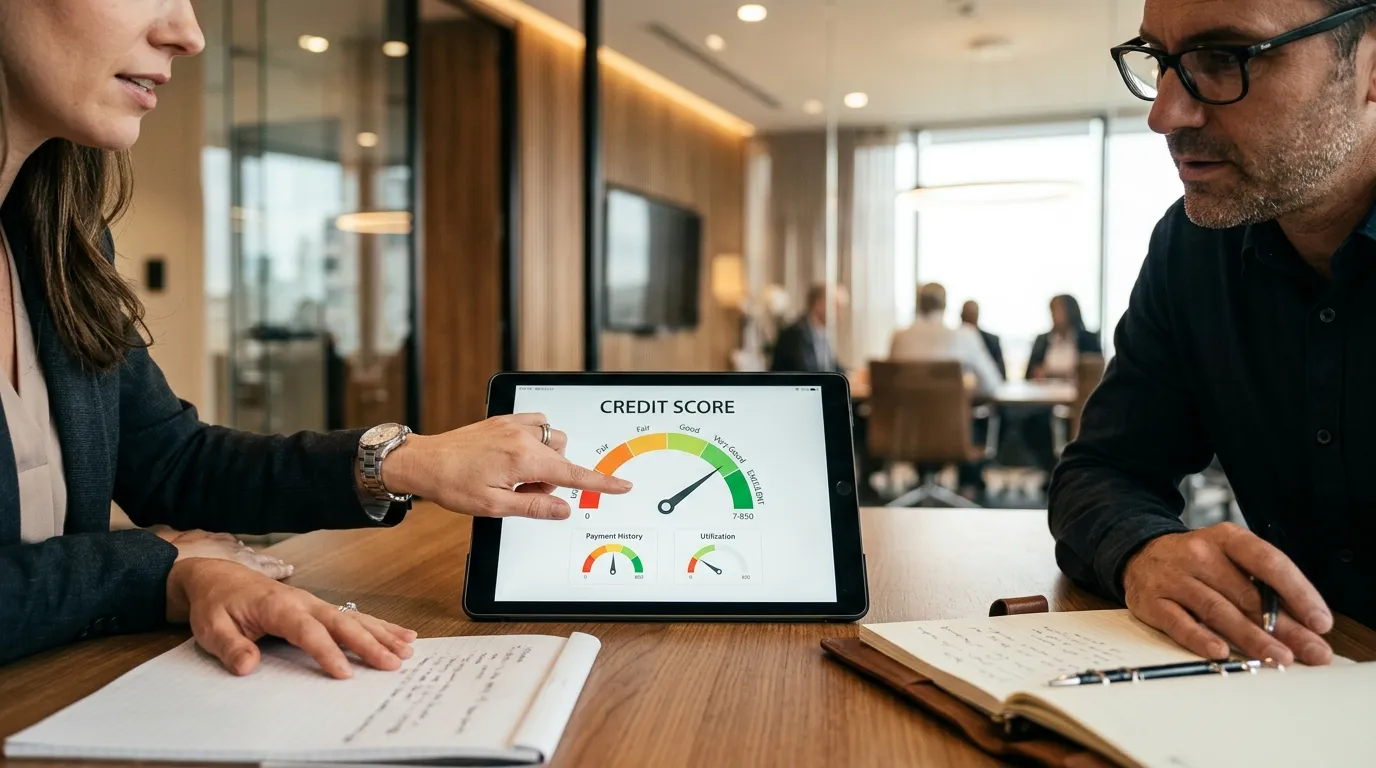Consultoria financeira explicando funcionamento do credito nos estados unidos para negócios.
