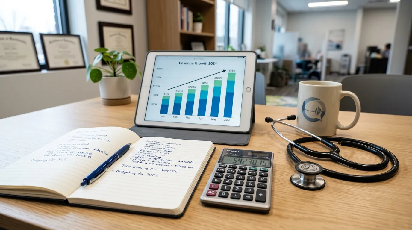 Planejamento e contabilidade para fonoaudiólogos com calculadora e gráficos