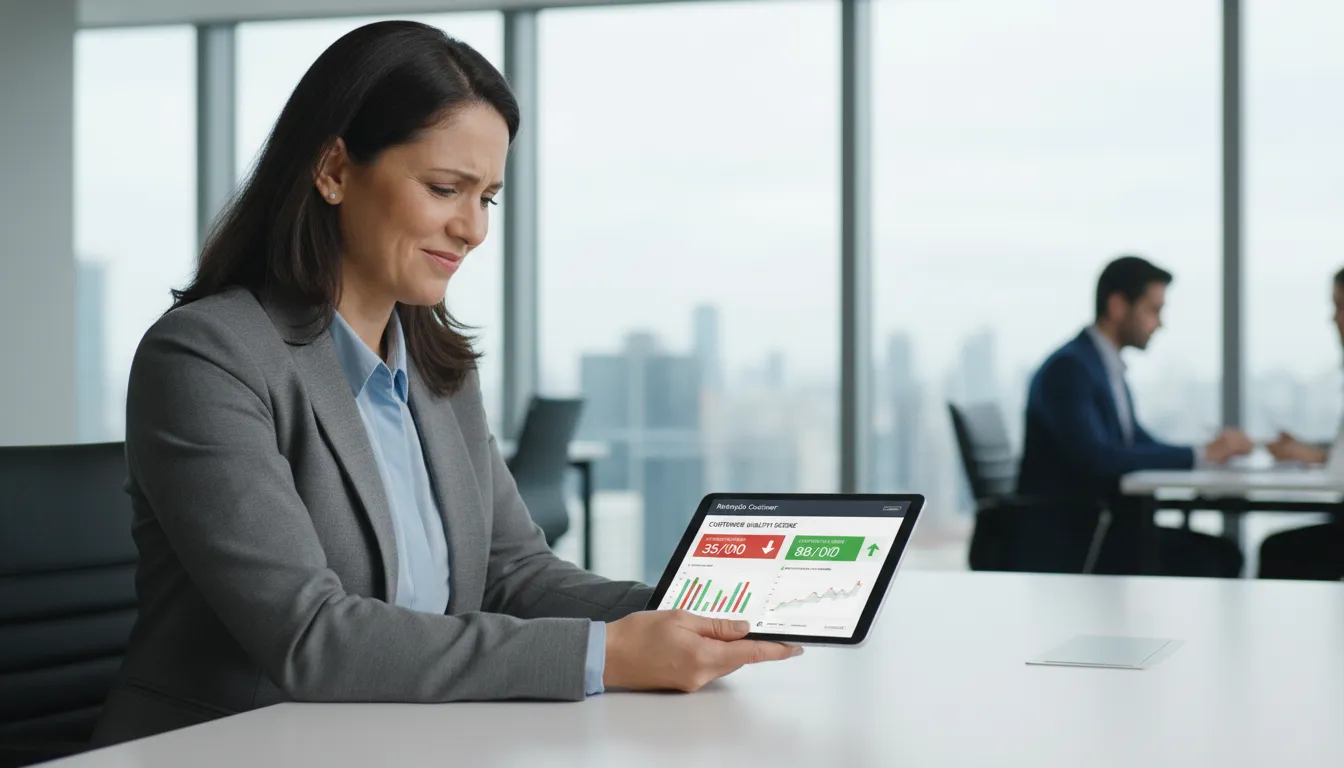 Empresário analisa health score no tablet, demonstrando a importância do monitoramento da saúde do cliente para a retenção e o customer success na Vender Mais Online.