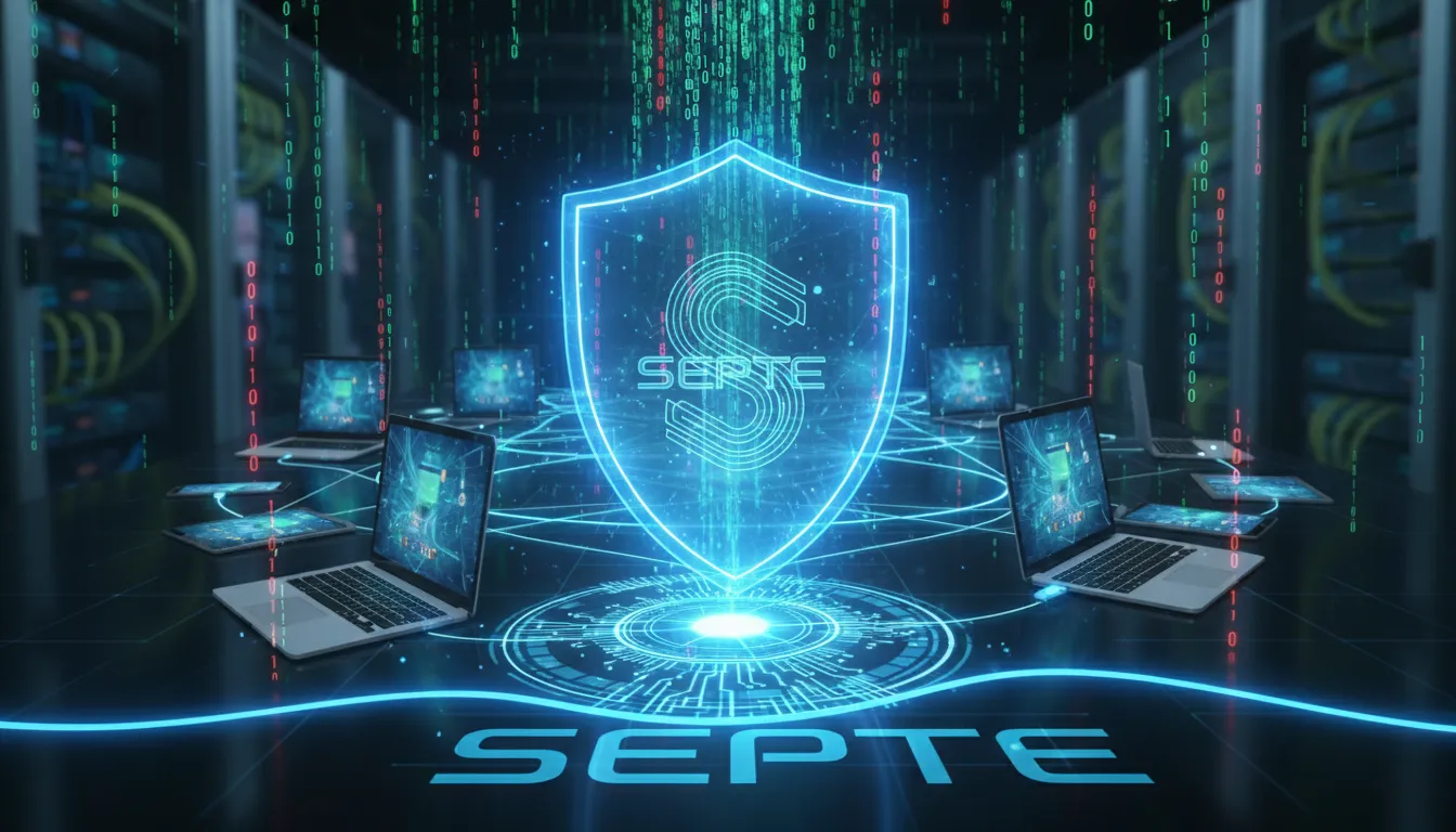 Escudo digital representando a proteção de dados empresariais contra ataques cibernéticos com infraestrutura SEPTE.