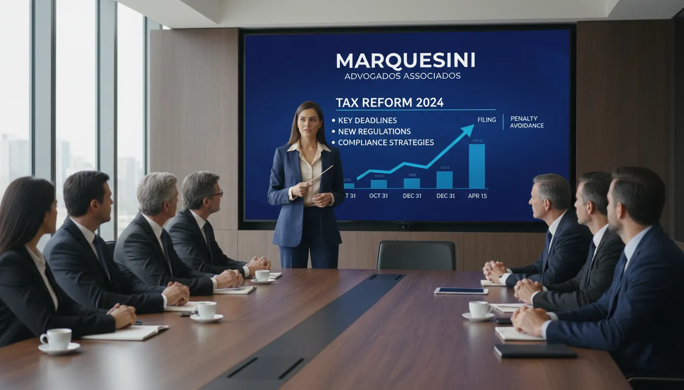 Advogada da Marquesini Advocacia apresenta estratégias de compliance para a transição reforma tributária a executivos.