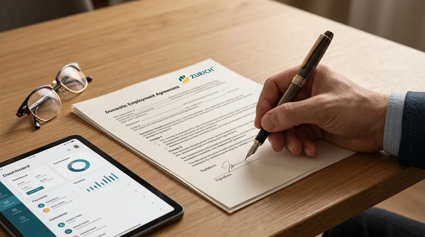 Assinatura contrato trabalho regularizado esocial doméstico com segurança.