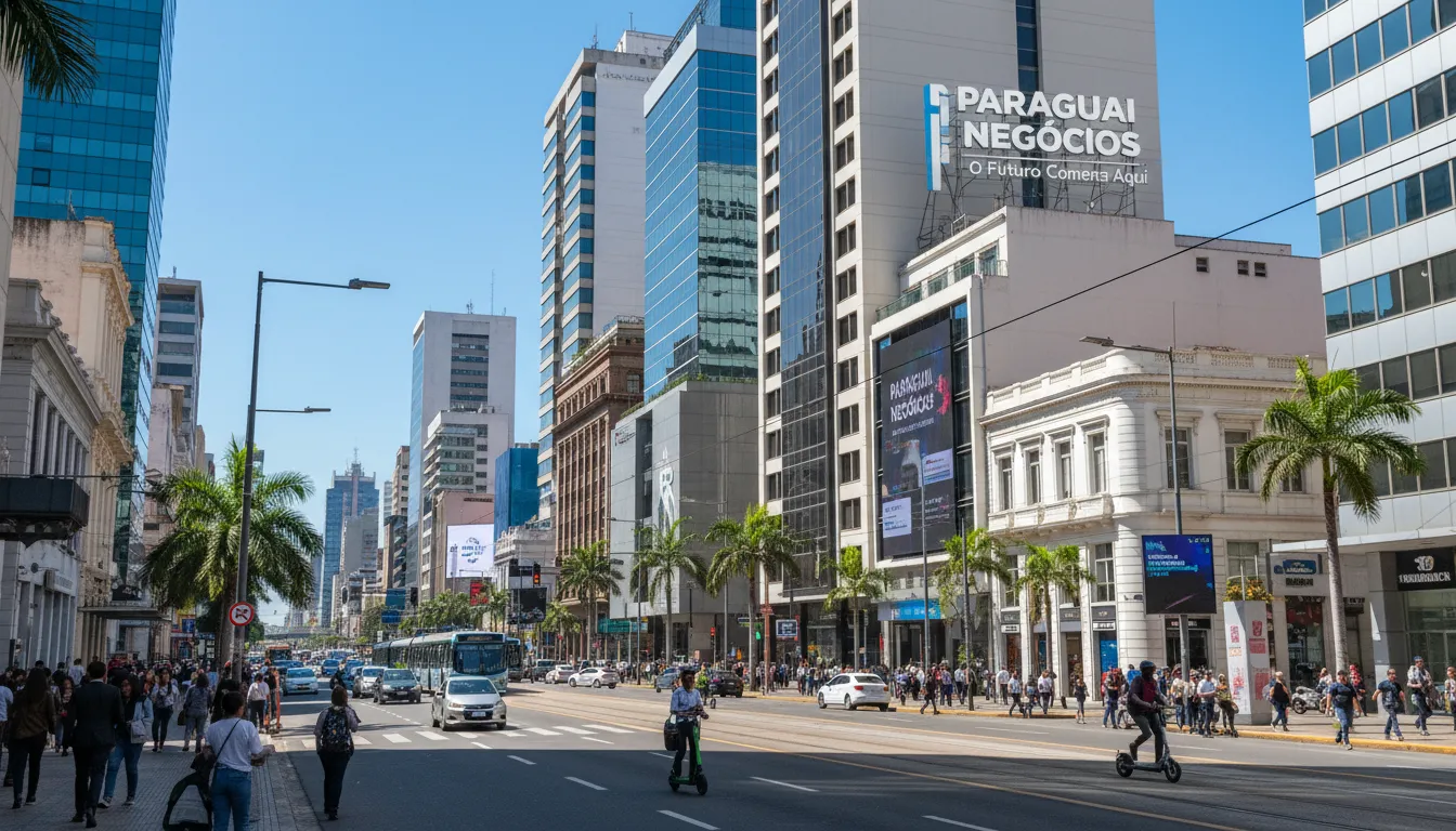 A vibrante rua de Asunción, no Paraguai, representando as oportunidades de como abrir empresa no paraguai e prosperar no mercado local.