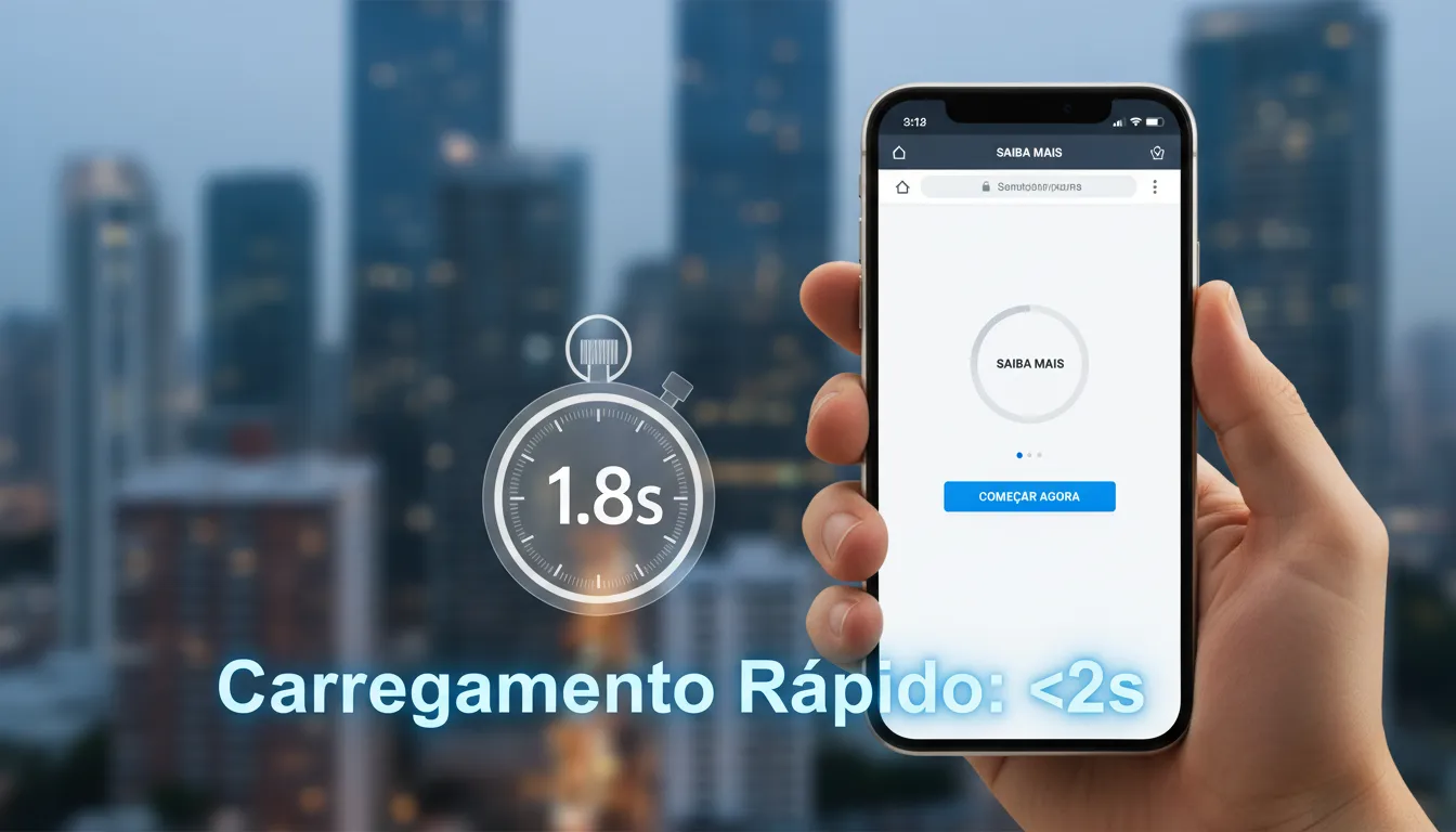 Um site carregando rapidamente em um celular, demonstrando a velocidade e eficiência nos desenvolvimentos de sites da Skyline Lab.