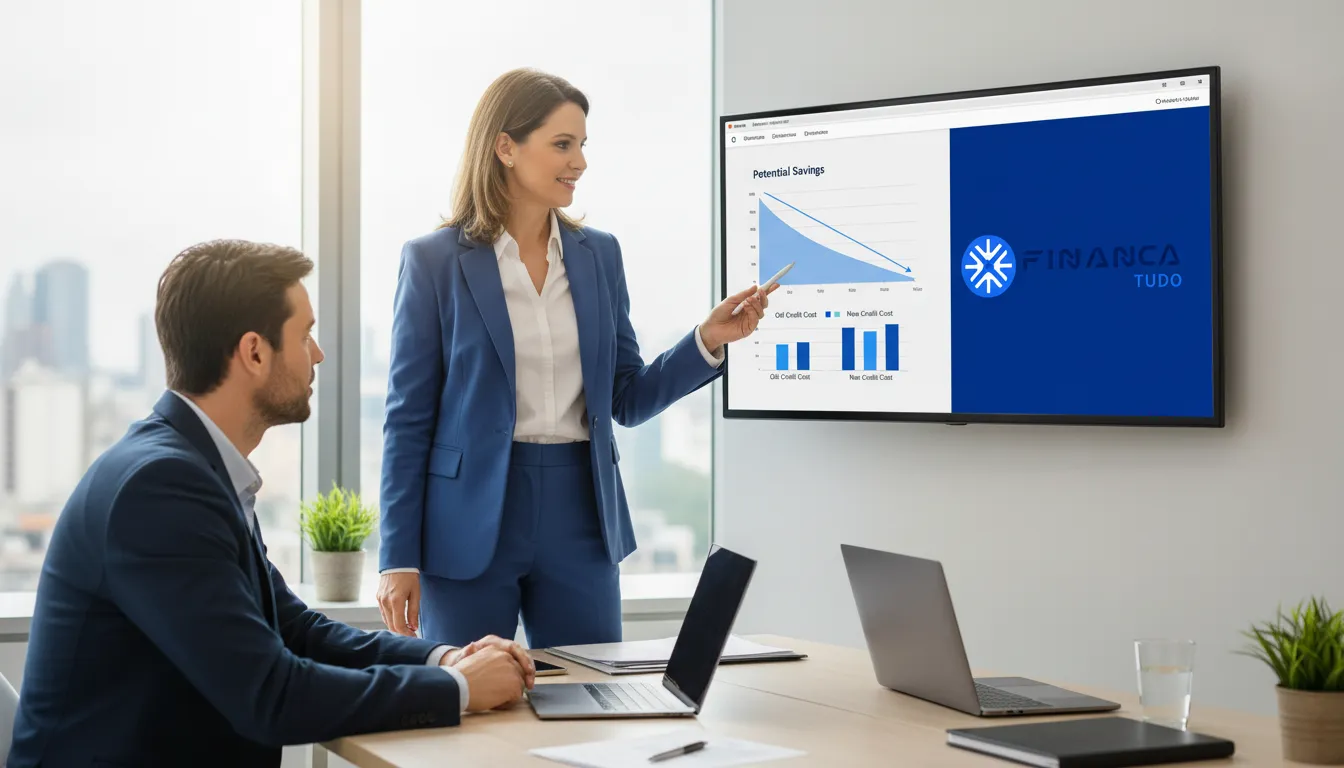 Consultor da Financia Tudo explicando a portabilidade de crédito como funciona e seus benefícios para o cliente.