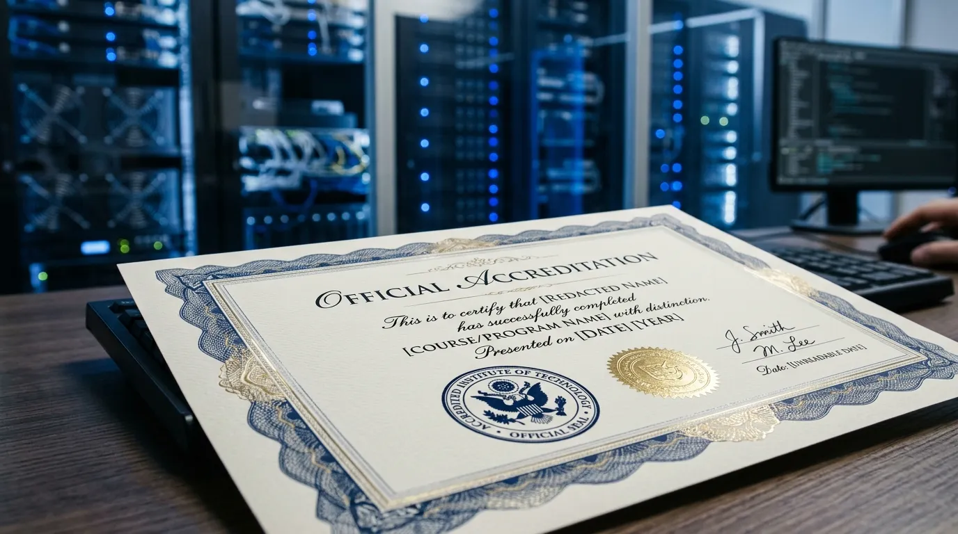 Certificado oficial simbolizando a importância da certificação ISO 27001 em licitação de tecnologia.