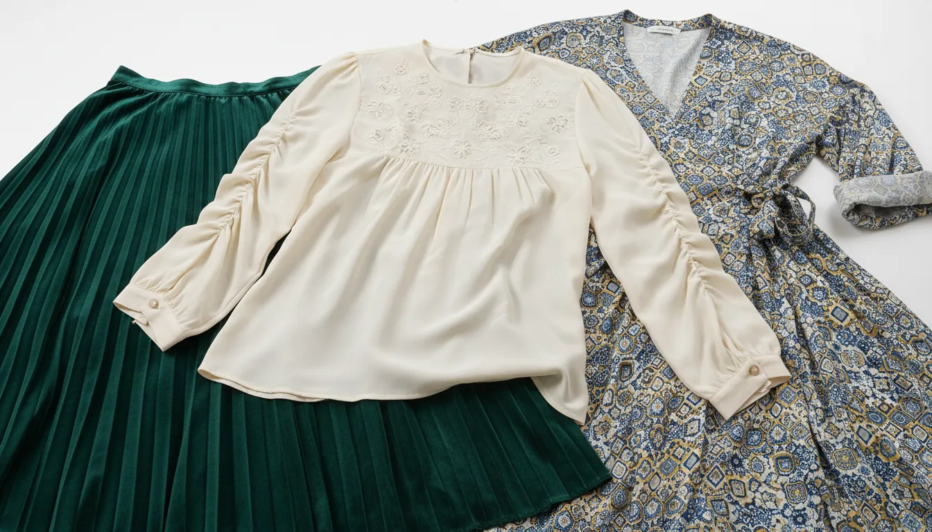 Close-up de roupas plus size da By Sophi Moda, mostrando a qualidade dos tecidos e o cuidado nos detalhes do design.