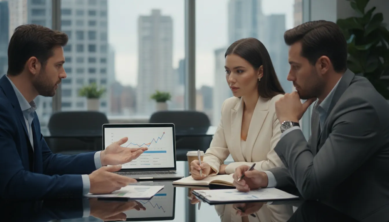 Especialistas da Financia Tudo em reunião consultiva, auxiliando clientes a obter recursos para concluir obra.