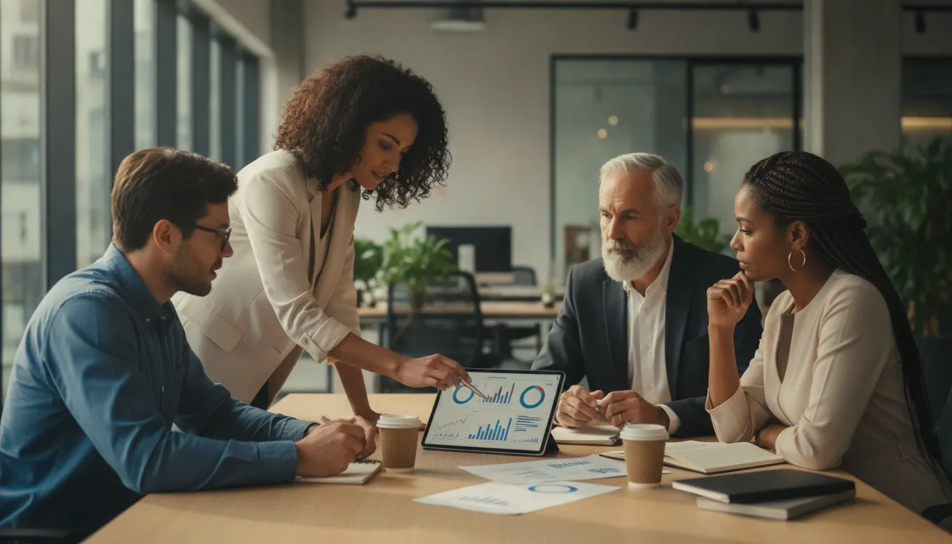 Equipe de especialistas colabora em soluções financeiras, garantindo suporte para aprovação financiamento imóvel.