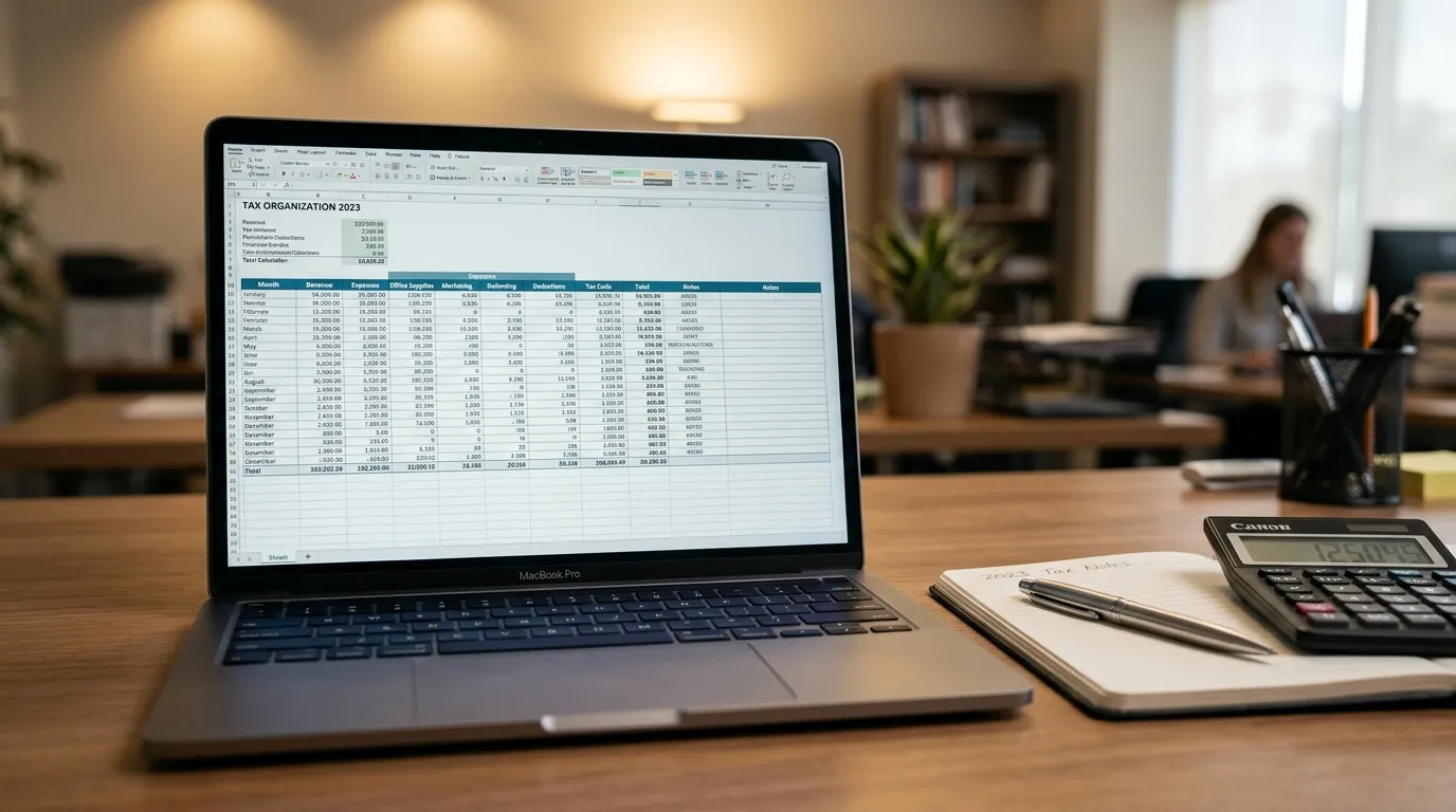 Planilha com codigos csosn simples nacional na tela do notebook.