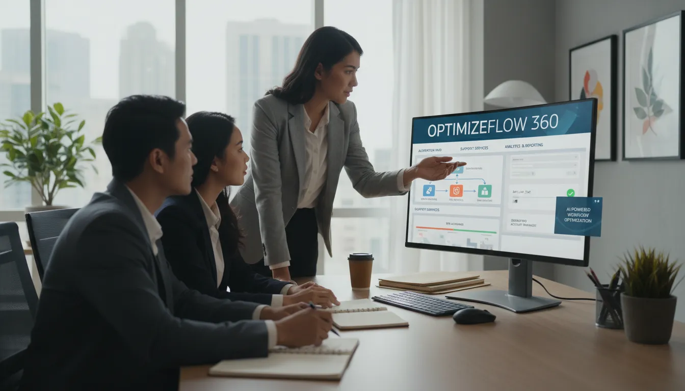 Proprietário de MEI e dois funcionários usam software de gestão em ambiente profissional e colaborativo.