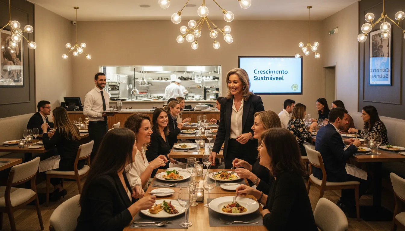 Restaurante próspero em São Paulo com clientes satisfeitos, simbolizando sucesso. Contabilidade para Restaurantes em São Paulo impulsionando o crescimento.